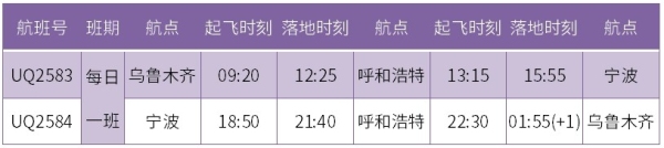 烏魯木齊航空將開通烏魯木齊=呼和浩特=寧波航線(附圖)
-海運價格查詢